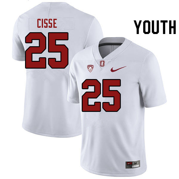 Youth #25 Ismael Cisse Stanford Cardinal College Football Jerseys Stitched Sale-White - Click Image to Close